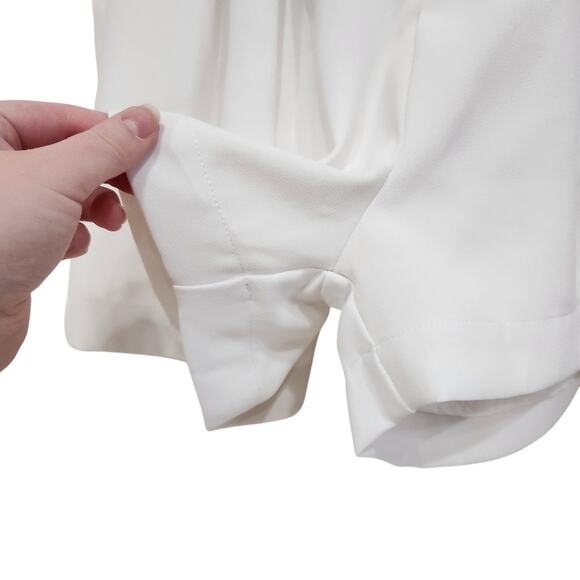 Promesa Pleated Trouser Shorts High Rise Elastic Waist Wide Leg White Medium - Picture 7 of 9